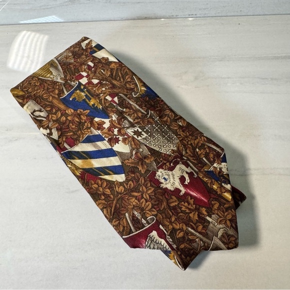 Lands' End Other - Brown and Red Silk Tie with Abstract Pattern